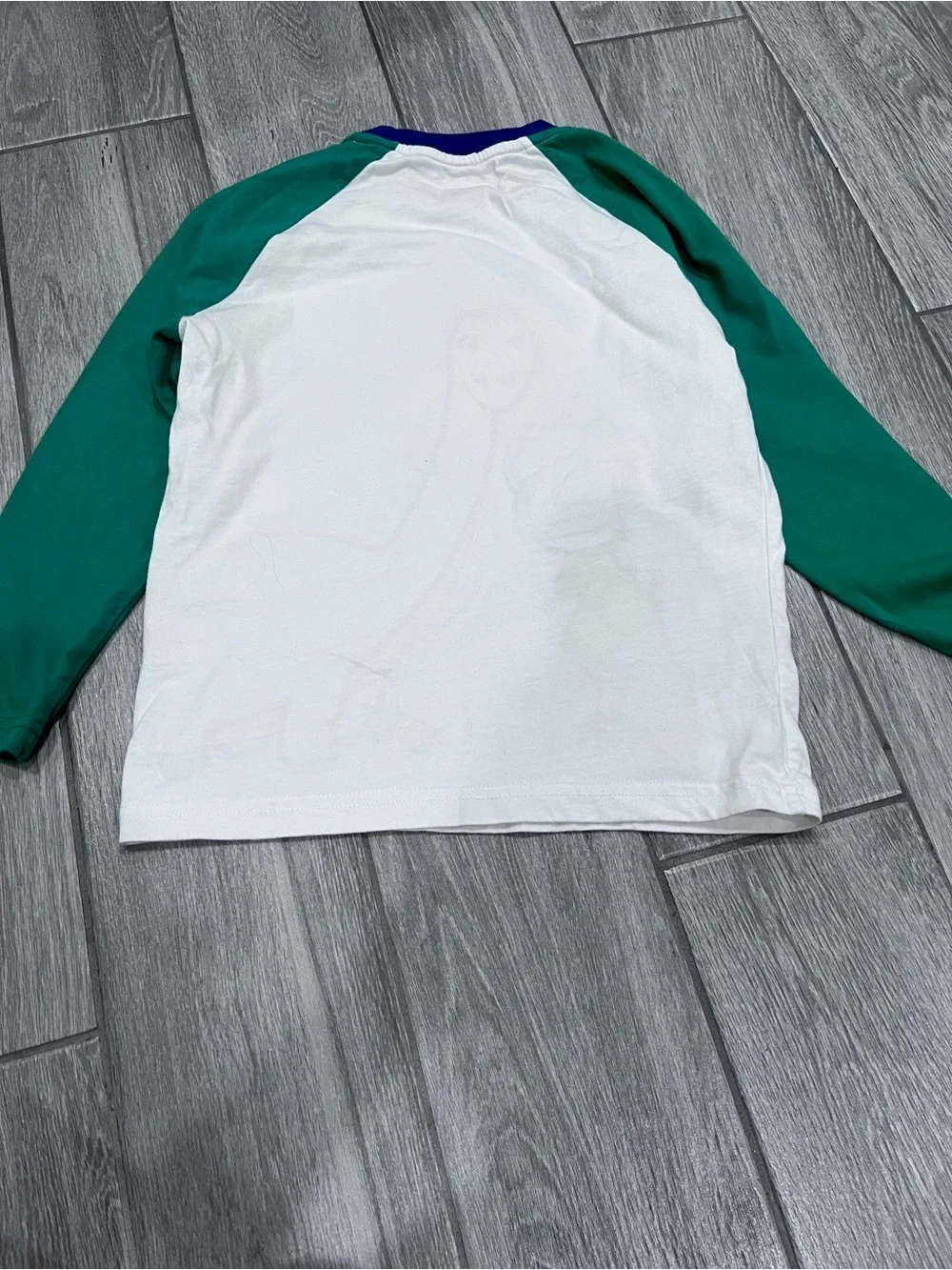 Gymboree White Long-Sleeve Tee with Green Sleeves & Blue Dinosaur